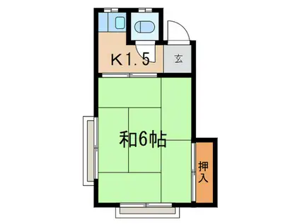 睦荘(1K/2階)の間取り写真