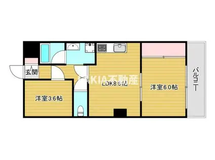 エスポアール江戸堀(2LDK/3階)の間取り写真