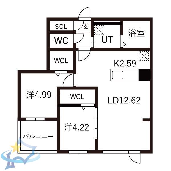 ガイアールS24(2LDK/3階)の間取り写真