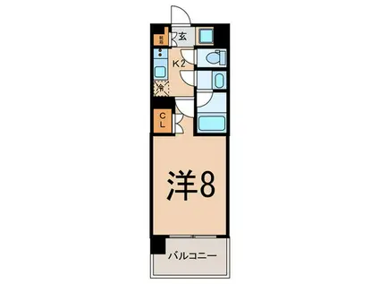 BLUROCK東神奈川(1K/4階)の間取り写真