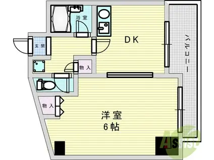 サウスフラット(1DK/7階)の間取り写真