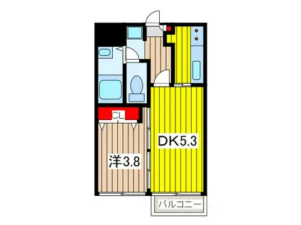 ウィンベルデュエット川口(1DK/3階)の間取り写真