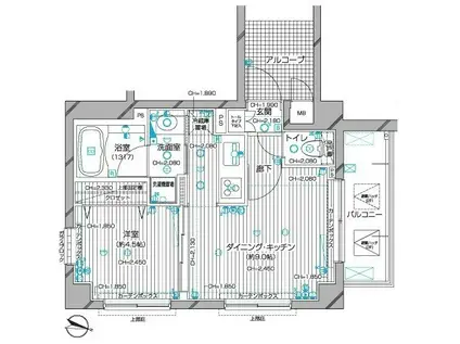 デュオスカーラ緑が丘(1DK/3階)の間取り写真