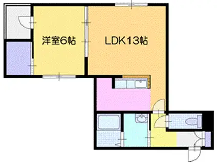 トリオンフ野幌(1LDK/3階)の間取り写真