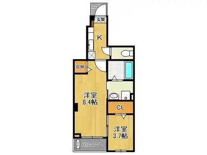 ラ サクセション宝塚(2K/1階)の間取り写真