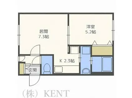 グランメール琴似(1LDK/3階)の間取り写真