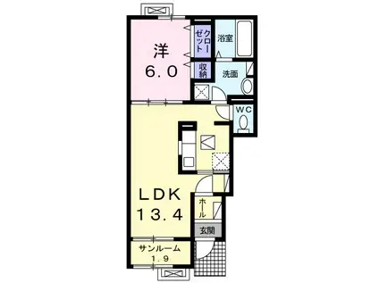 マーベラス 翔(1LDK/1階)の間取り写真