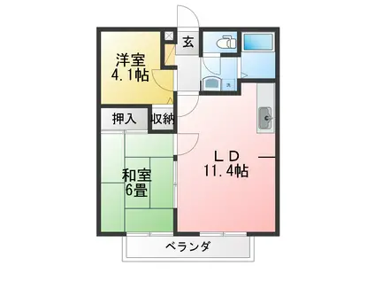 ハイムベルフラワー(2LDK/2階)の間取り写真