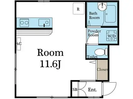 カトル・セゾン(ワンルーム/1階)の間取り写真
