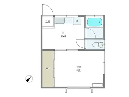 渡辺荘(1K/2階)の間取り写真