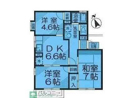 リトルバレーハイム(3DK/2階)の間取り写真