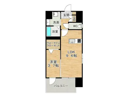 MID TERRACE(1LDK/9階)の間取り写真