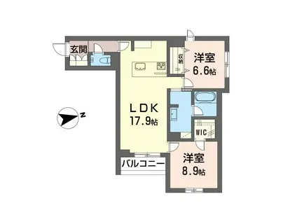 メリア調布(2LDK/2階)の間取り写真