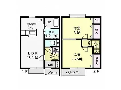 DUPLEX HIDAKA I(2LDK/1階)の間取り写真
