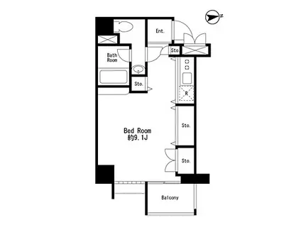FLEG三田GRATO フレッグ三田グラート(ワンルーム/2階)の間取り写真