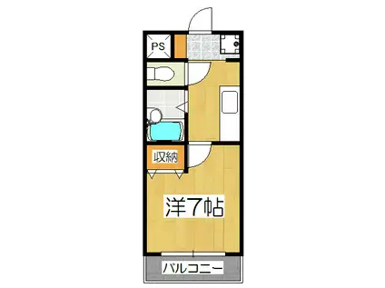 ハイジ励山(1K/3階)の間取り写真