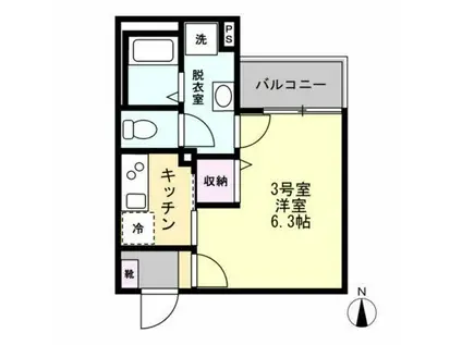 ベイルームスカイ海老名(1K/1階)の間取り写真