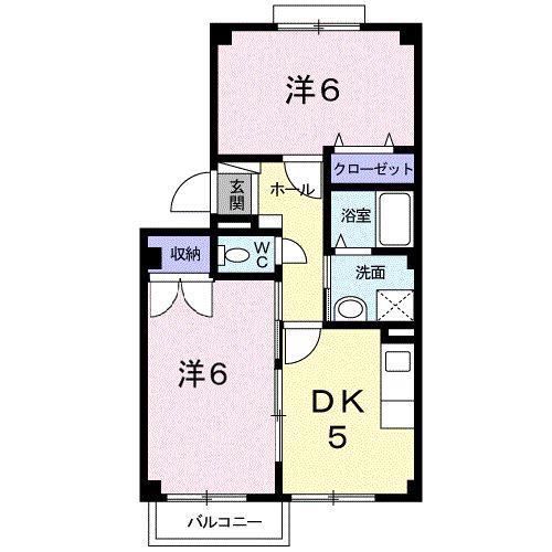ハイム川北(2DK/2階)の間取り写真