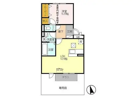 パンフレール102(1LDK/1階)の間取り写真