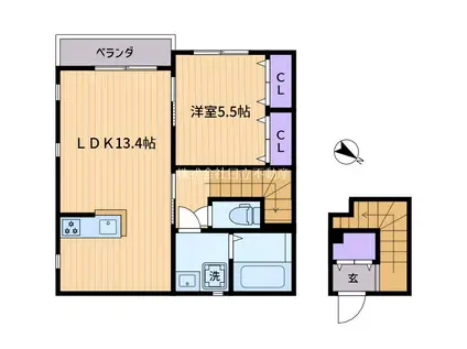 DOUSUI(1LDK/2階)の間取り写真