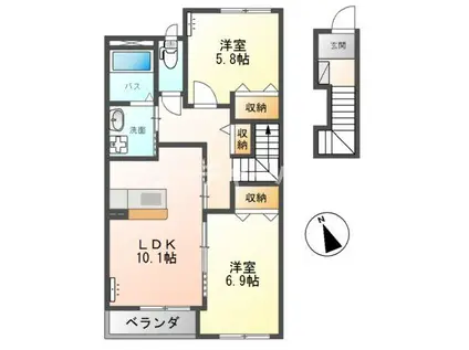 フォンターナ II(2LDK/2階)の間取り写真