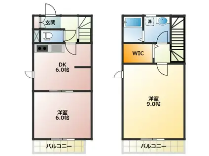 クライン ガルテン(2DK/2階)の間取り写真