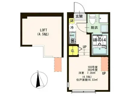 TLICO TERRACE(1K/1階)の間取り写真