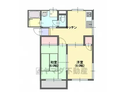 飯野ハイツA(2DK/2階)の間取り写真