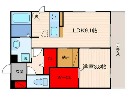 マルベリー瓜生II(1LDK/1階)の間取り写真
