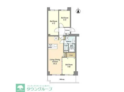 コンフォリア竹ノ塚イースト(3LDK/1階)の間取り写真