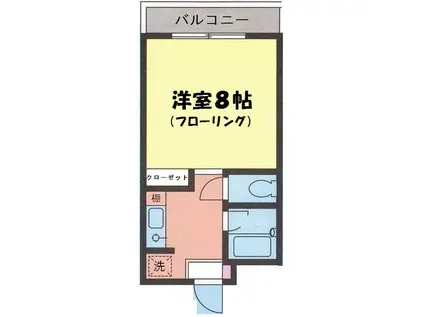 ヒルズオキマンション(1K/3階)の間取り写真