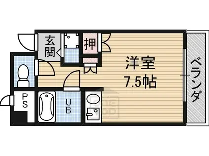 ヴィユーフルーヴ1(ワンルーム/3階)の間取り写真