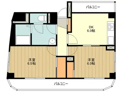 ハイブリッジ立川(2DK/3階)の間取り写真