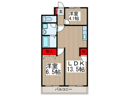 ウエストパレス蕨I(2LDK/1階)の間取り写真