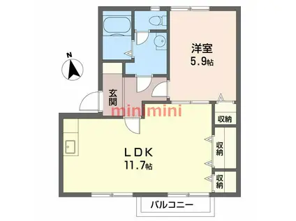 グランメール宮(1LDK/2階)の間取り写真