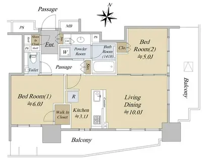 シティタワーズ板橋大山ノースタワー(2LDK/11階)の間取り写真