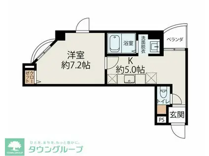 ウィステリア新田町(1K/2階)の間取り写真