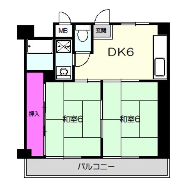 汎愛ハイツ(2DK/4階)の間取り写真
