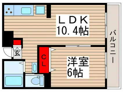ビューパレー市川(1LDK/6階)の間取り写真