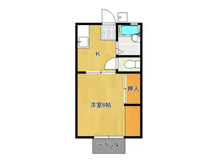 シティホームB(1K/1階)の間取り写真