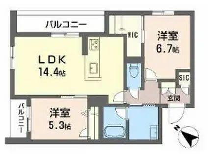 メゾン パルク 清水(2LDK/3階)の間取り写真