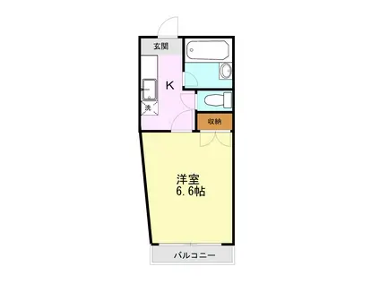 エレイネ黒髪(1K/2階)の間取り写真