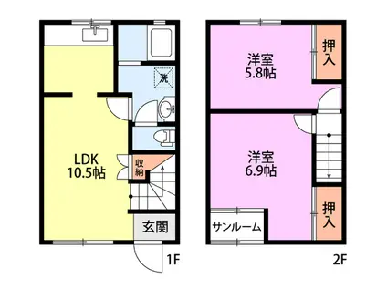 柏崎キャロル(2LDK/1階)の間取り写真