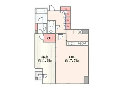 平河町森タワーレジデンス(1LDK/22階)の間取り写真