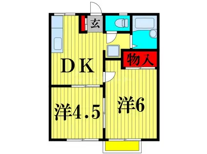 クロノス柏(2DK/1階)の間取り写真