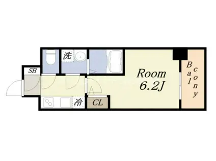 エスリード阿波座プライムコート(1K/14階)の間取り写真