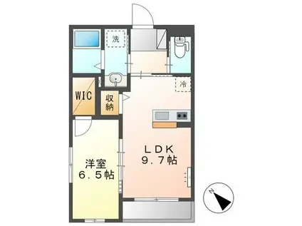 ルーチェス弁天(1LDK/3階)の間取り写真