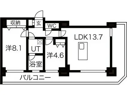 グランドタワー札幌(2LDK/31階)の間取り写真