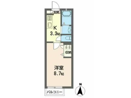 Kフラッツ(1K/1階)の間取り写真