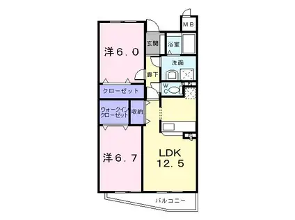パラディヒラムネ1(2LDK/4階)の間取り写真